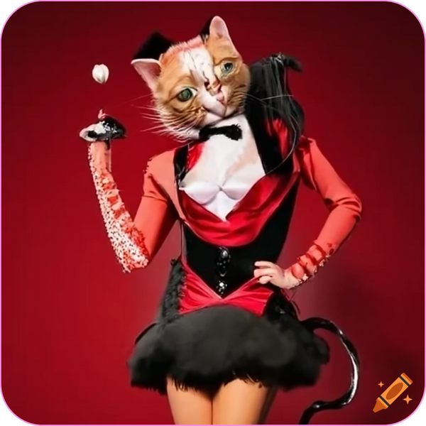 ai generated image of a cat in a ringmaster costume with a nightmarish face