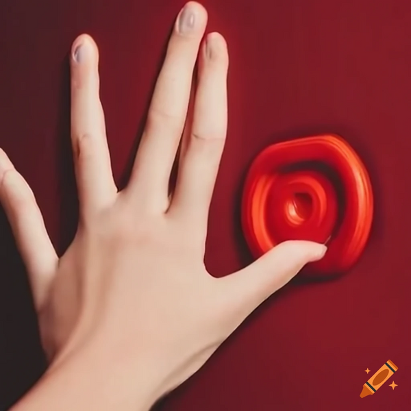 AI generated image of a hand about to press a big red button