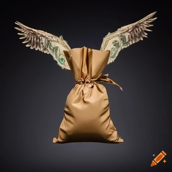 ai generated image of a bag of money with wings