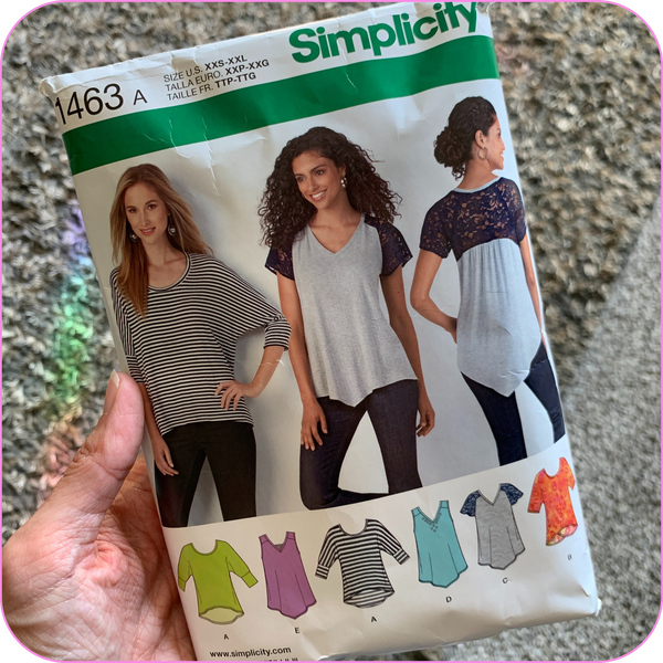 photo of the front of the packaging for the Simplicity 1463 sewing pattern