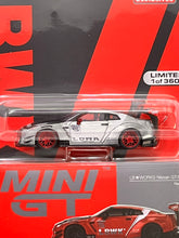Load image into Gallery viewer, Mini GT 1:64 CHASE SILVER LB-Silhouette Works GT Nissan 35GT-RR Ver.1 LBWK RHD – MiJo Exclusives – Limited to 3600 pieces
