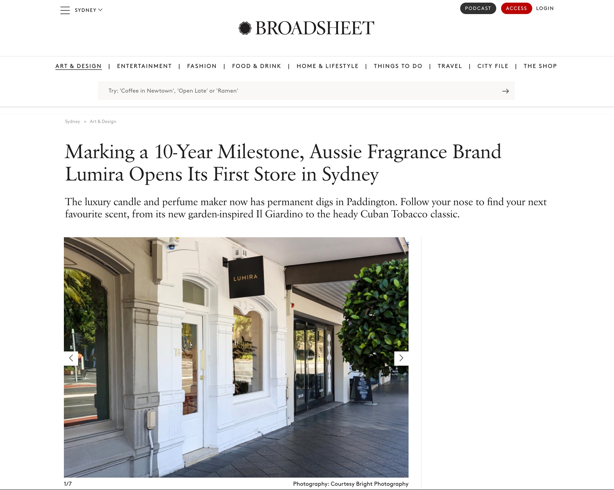 Broadsheet Media feature LUMIRA Flasgship Boutique