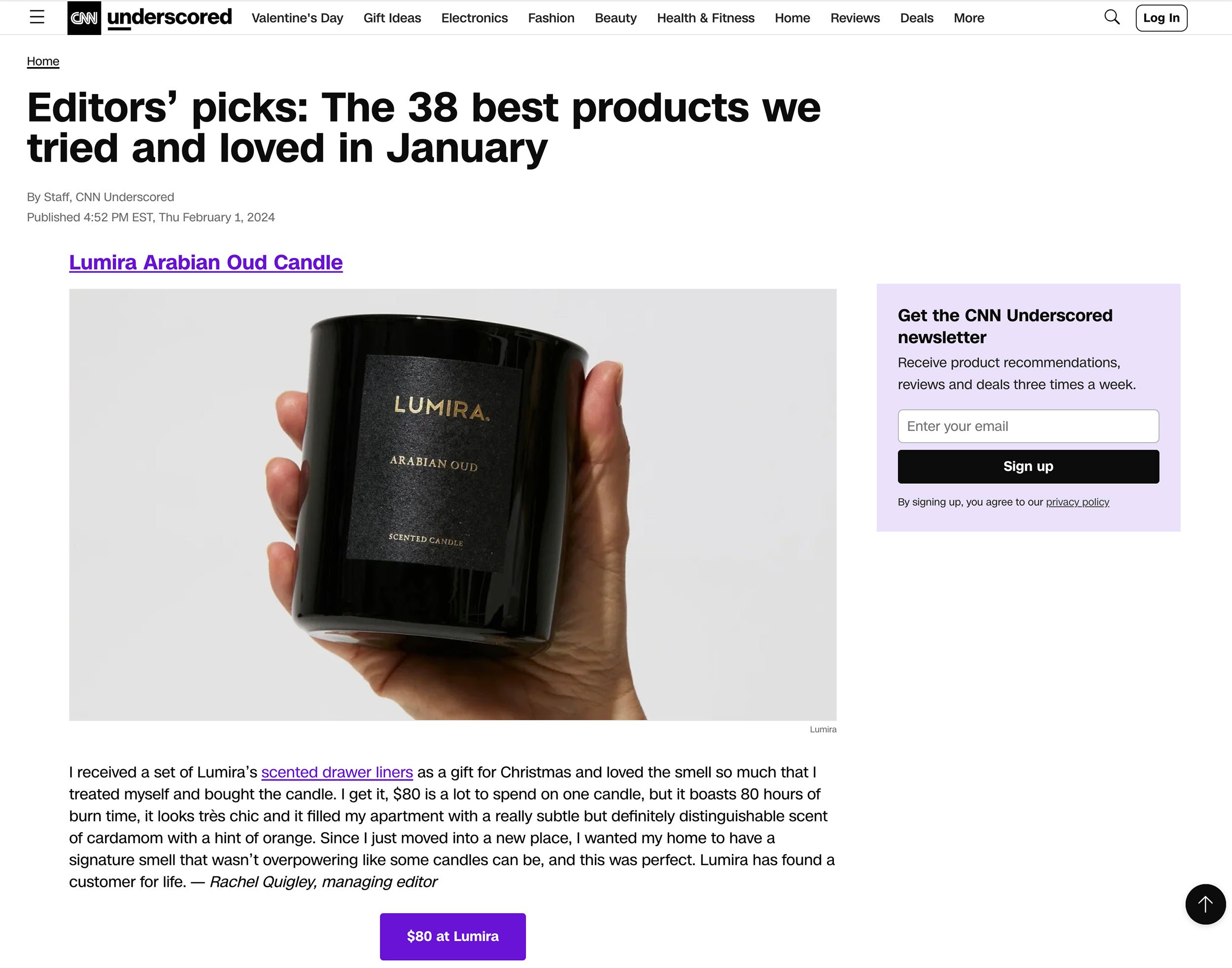 CNN Underscored features Arabian Oud Candle