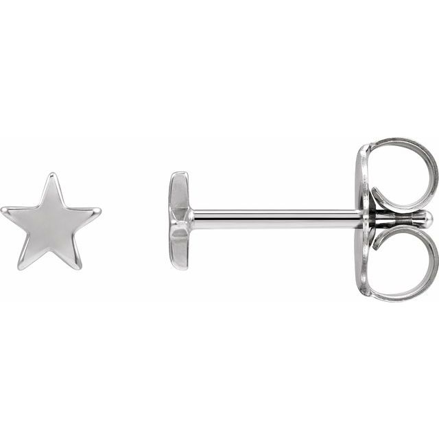 14K White Gold 6.2 mm Star Friction Post Earring – TreasureFineJeweler