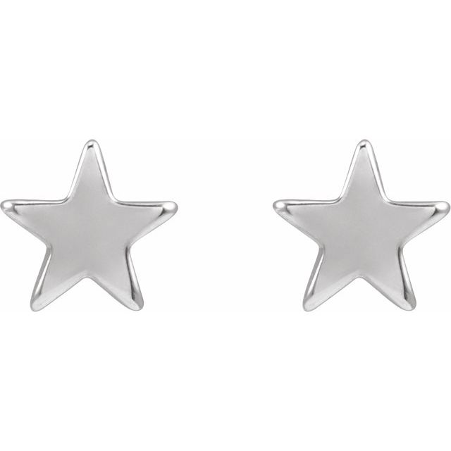 14K White Gold 4 mm Star Friction Post Earring – TreasureFineJeweler