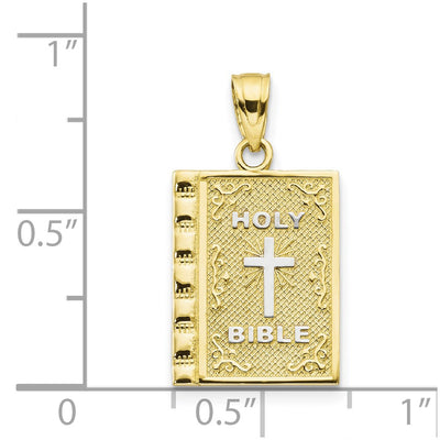10K w/Rhodium Holy Bible Charm