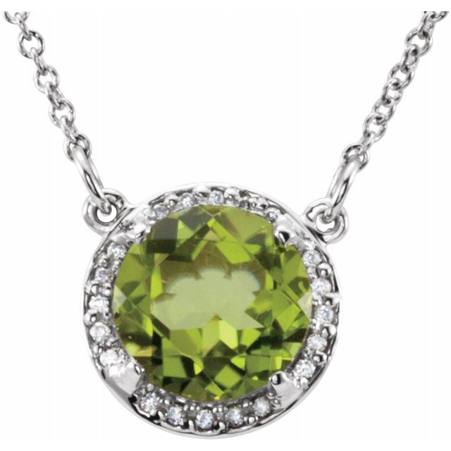 14K White Peridot & .05 CTW Diamond 18