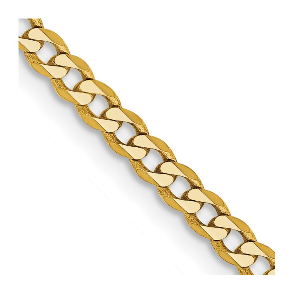 14k Yellow Gold Flat Curb Link Chain Cuban Link
