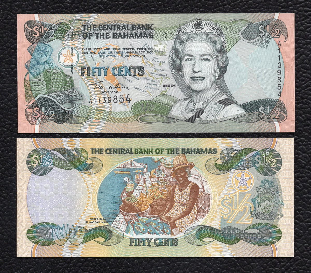 Багамские острова Багамы 1/2 доллара (50 центов) 2001 года p-68 UNC