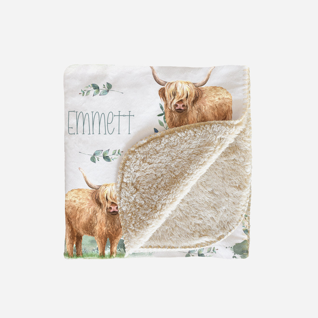 Personalized Highland Cow Girl Blanket – Baby Maes