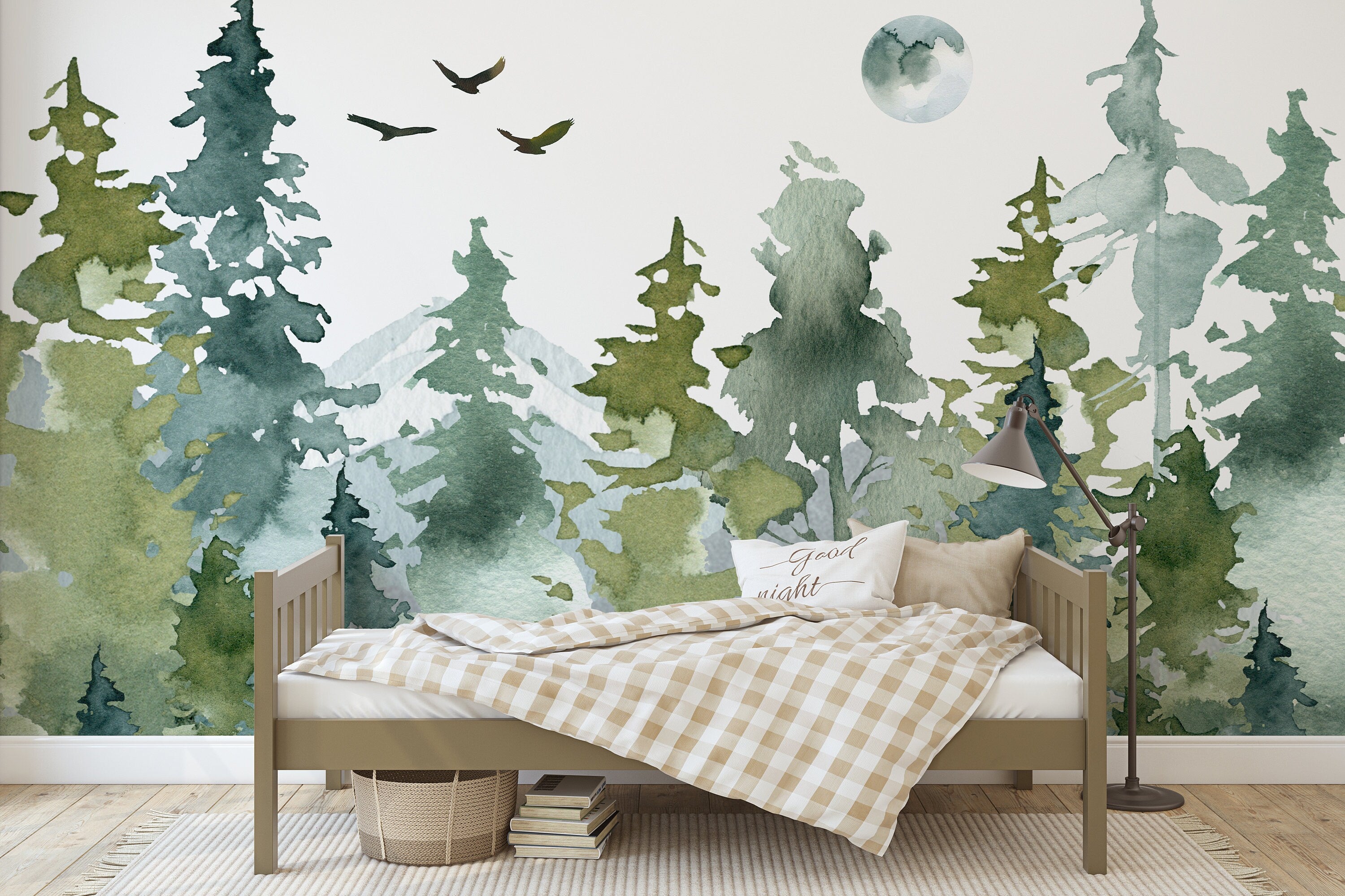 Removable Wallpaper Woodland Nursery Wallpaper Peel and Stick Forest W   Scandi Home