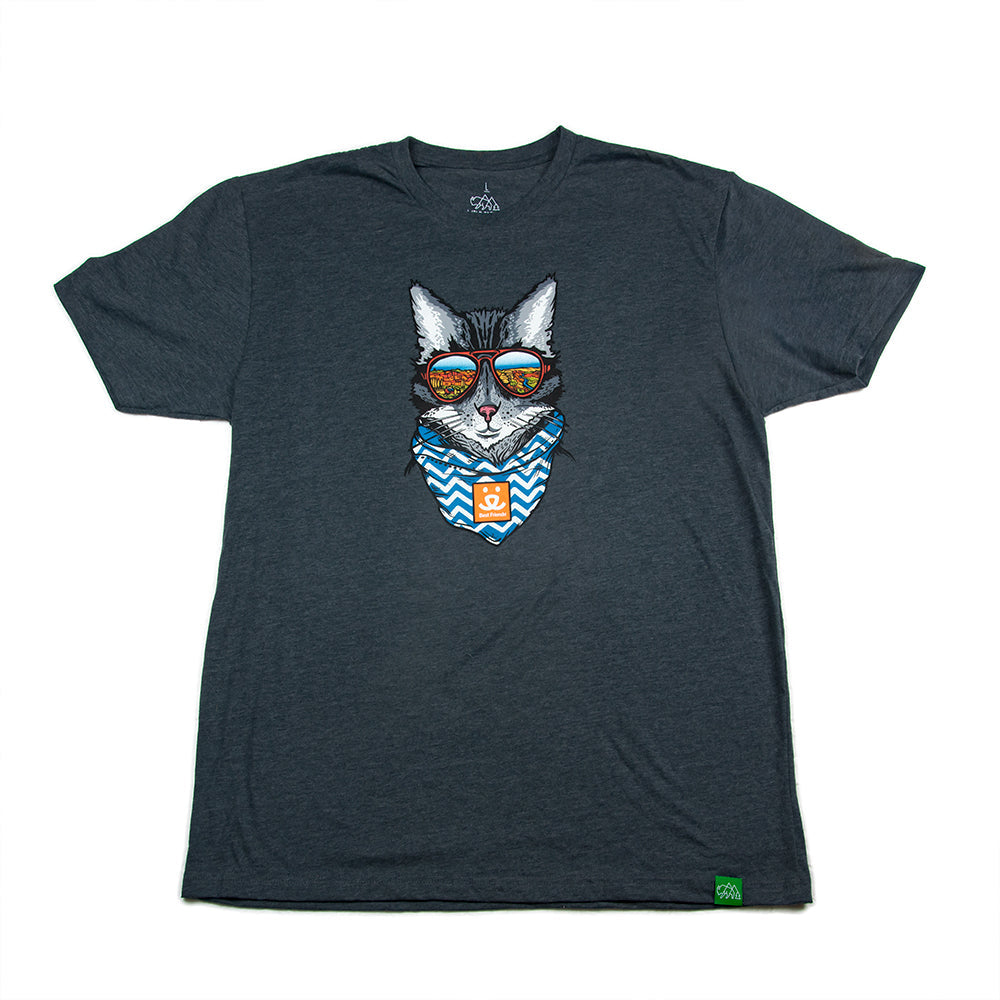 Wild Tribute Cat Design T Shirt, Adult , Charcoal