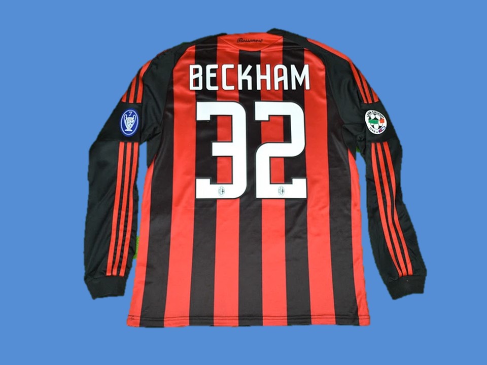 AC MILAN 2008 2009 BECKHAM 32 LONG SLEEVE HOME JERSEY ...