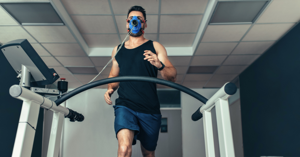 Man running measuring VO2 max