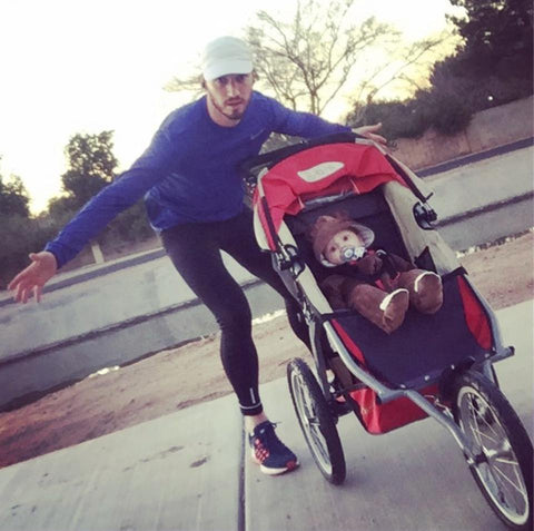 Taylor with a child in a stroller