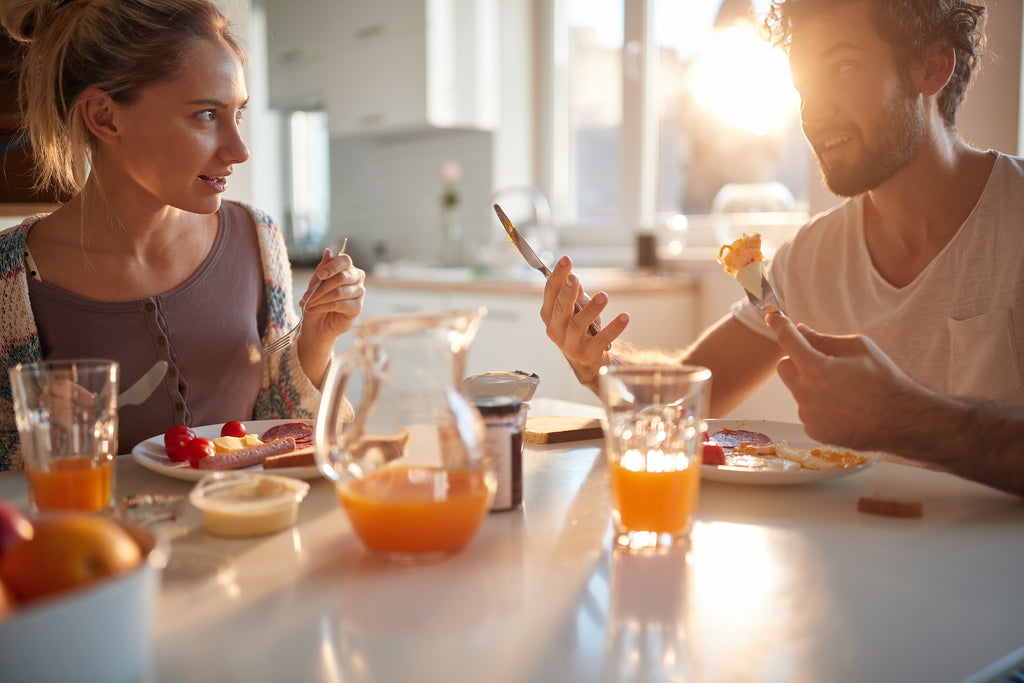 Couple eating breakfast