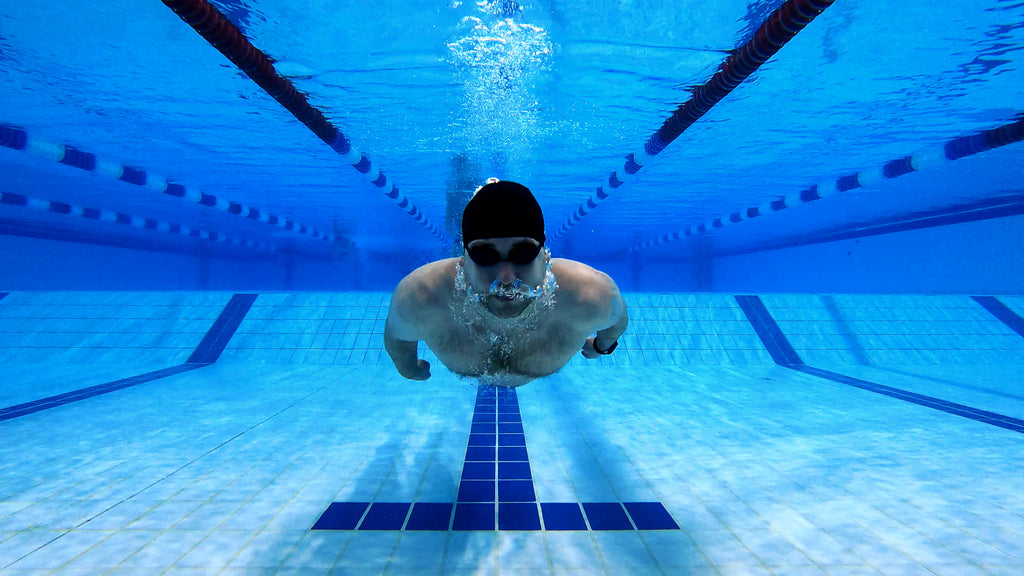 Man swimming laps