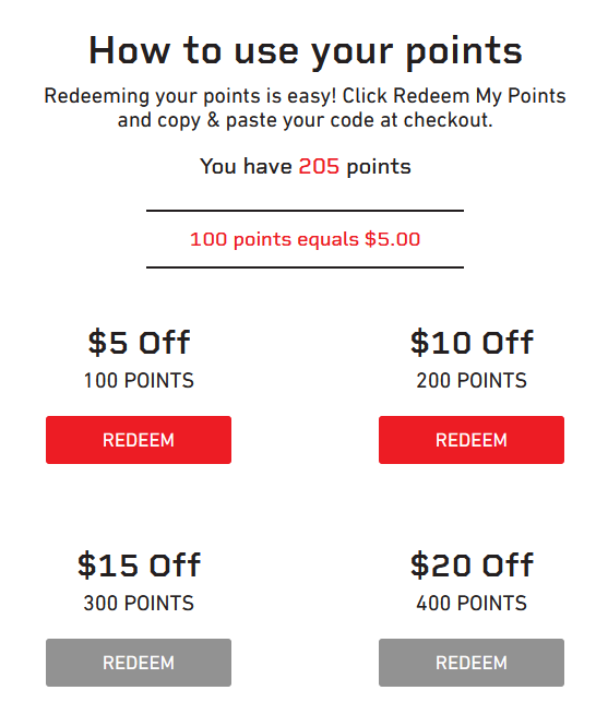 Redeem your points