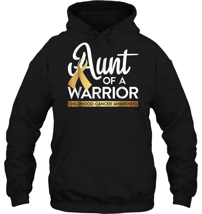 Buy Aunt Of A Warrior Childhood Cancer Awareness Ribbon Eclairtees S Shirts