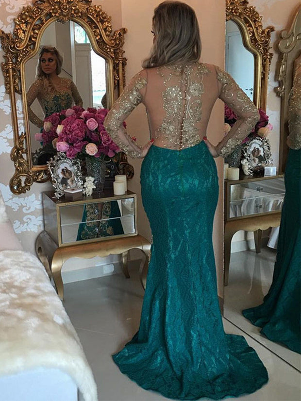 green and gold evening gown