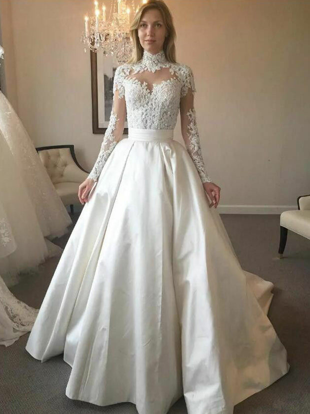 onlybridals Elegant High Neck Wedding Dresses Bridal Gowns