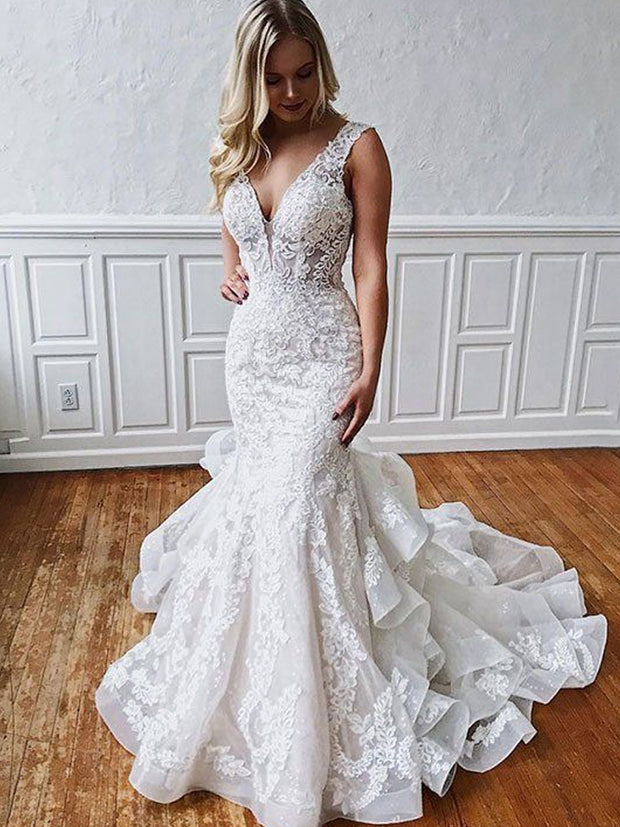 onlybridals Mermaid Lace Wedding Dress Mermaid Open back Wedding Dress