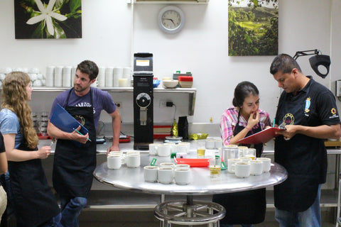 The Water Avenue Coffee Crew at Granja La Esperanza's QC Lab