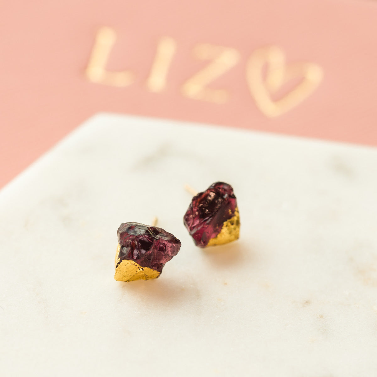 raw garnet earrings