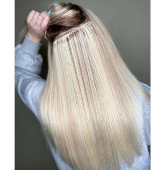 Sunny Micro Ring Human Hair Extensions Balayage Micro Beads Hair extensions  Real Pre Bonded Micro Links Ombre Black Human Hair Extensions Natural Black  Root to Dark Brown Mixed Ash Blonde 20in 50g
