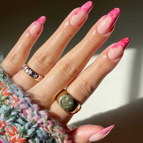 Pink Marble Nails image