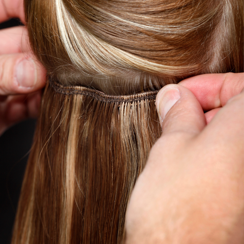 double wefts applying back of head