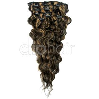 Wavy Full Head Remy Clip In Human Hair Extensions Natural Black