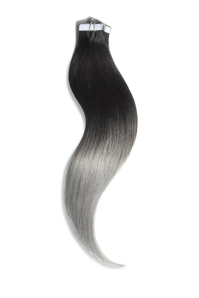 Silver Black Ombre (#T1B/SG) Tape In Hair Extensions - Cliphair UK