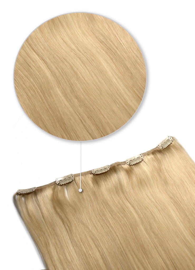 One Piece Top Up Remy Clip In Human Hair Extensions Light Golden