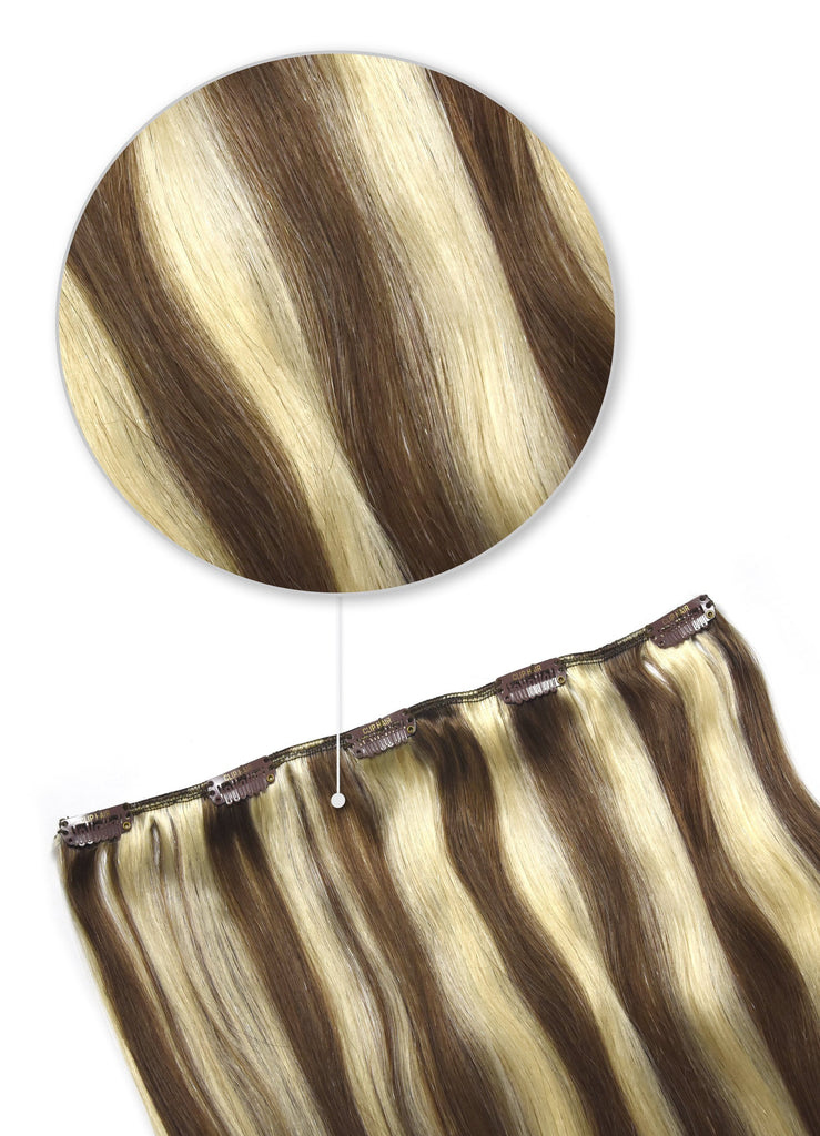One Piece Top Up Remy Clip In Human Hair Extensions Light Brown