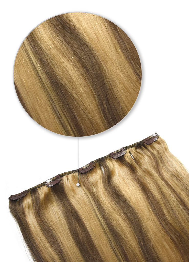 One Piece Top Up Remy Clip In Human Hair Extensions Light Brown