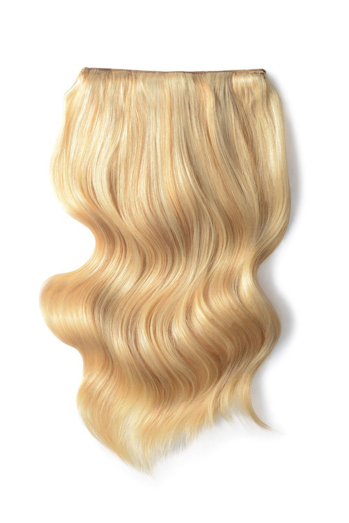 Double Wefted Full Head Remy Clip In Human Hair Extensions Golden Blonde Bleach Blonde Mix 16 613 Cliphair Uk