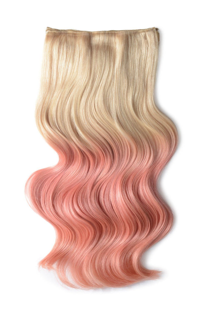 Full Head Remy Clip In Human Hair Extensions Ombre T60 Pink