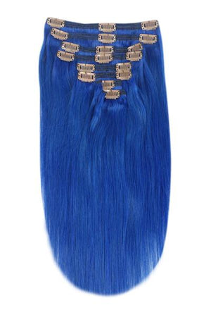 Full Head Remy Clip In Human Hair Extensions Blue Cliphair Uk