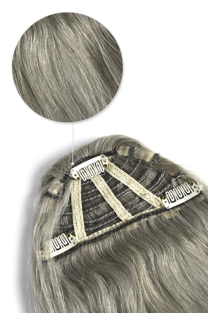 Clip in /on Remy Human Hair Fringe / Bangs - Silver/Grey - Cliphair UK