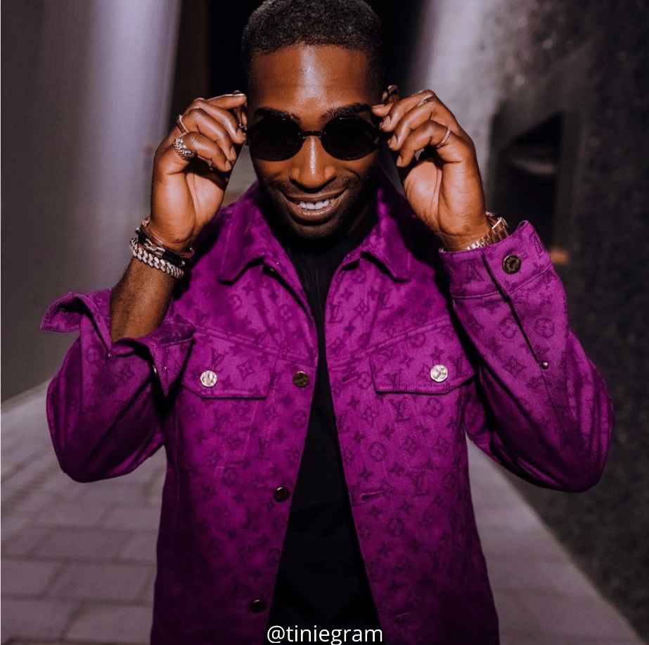 The jean jacket Louis Vuitton purple worn by Tinie Tempah on his