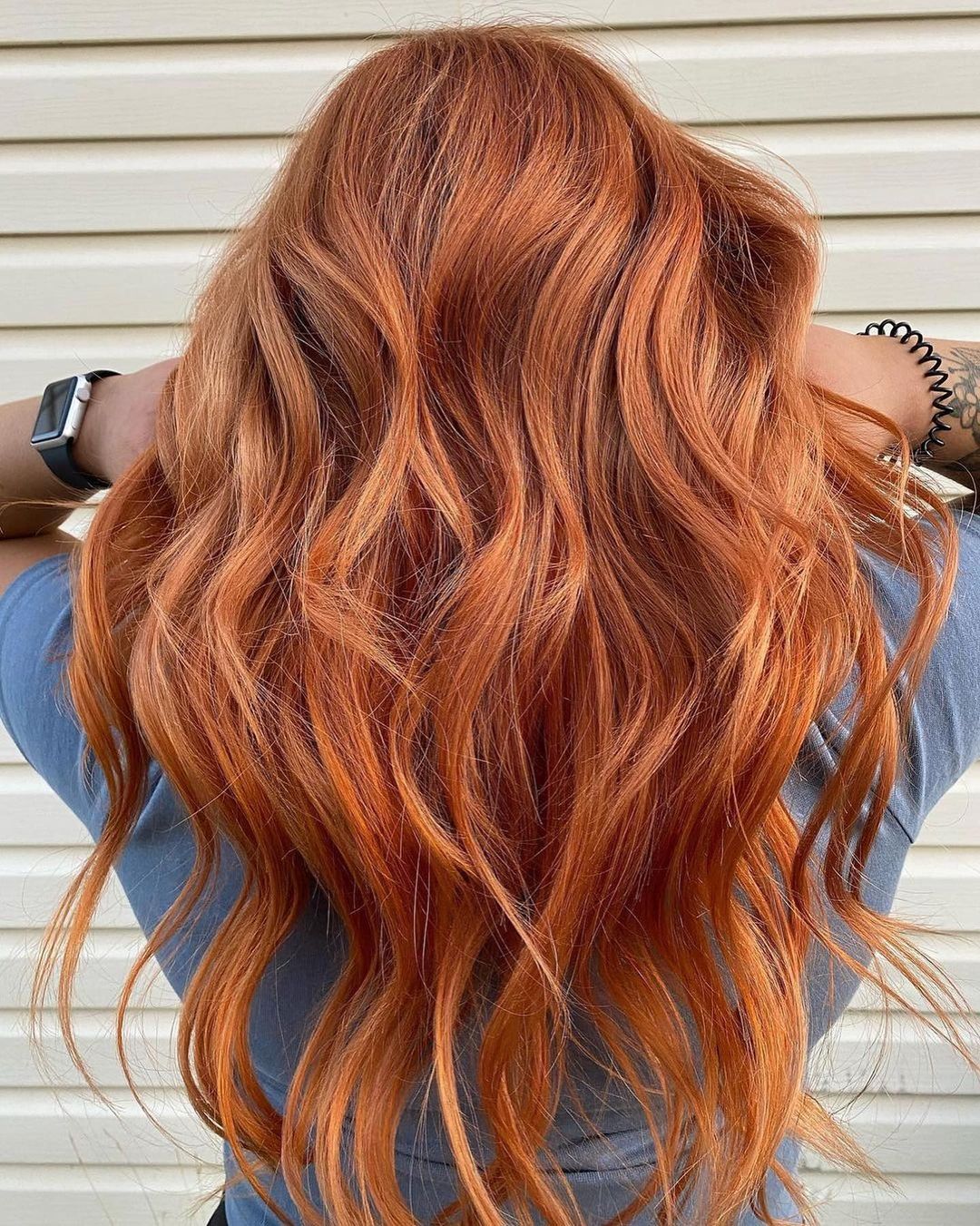 red hair extensions copper tone