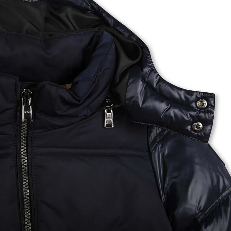 Boys Navy Puffer Coat - Image 4