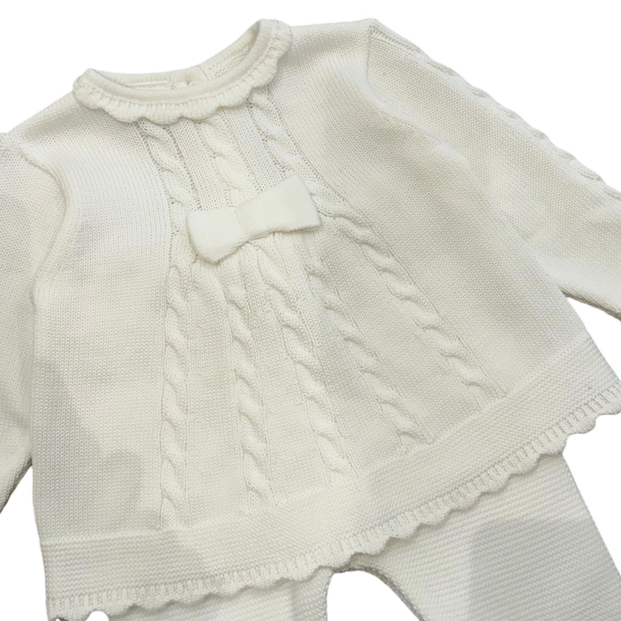 Baby Girls Cream Bow Knitted Set - Image 3