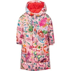 Oilily Girls Pink Cave Floral Puffer Coat