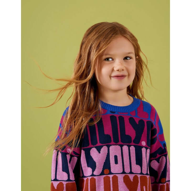 Girls Purple Rainbow Logo Sweater - Image 4