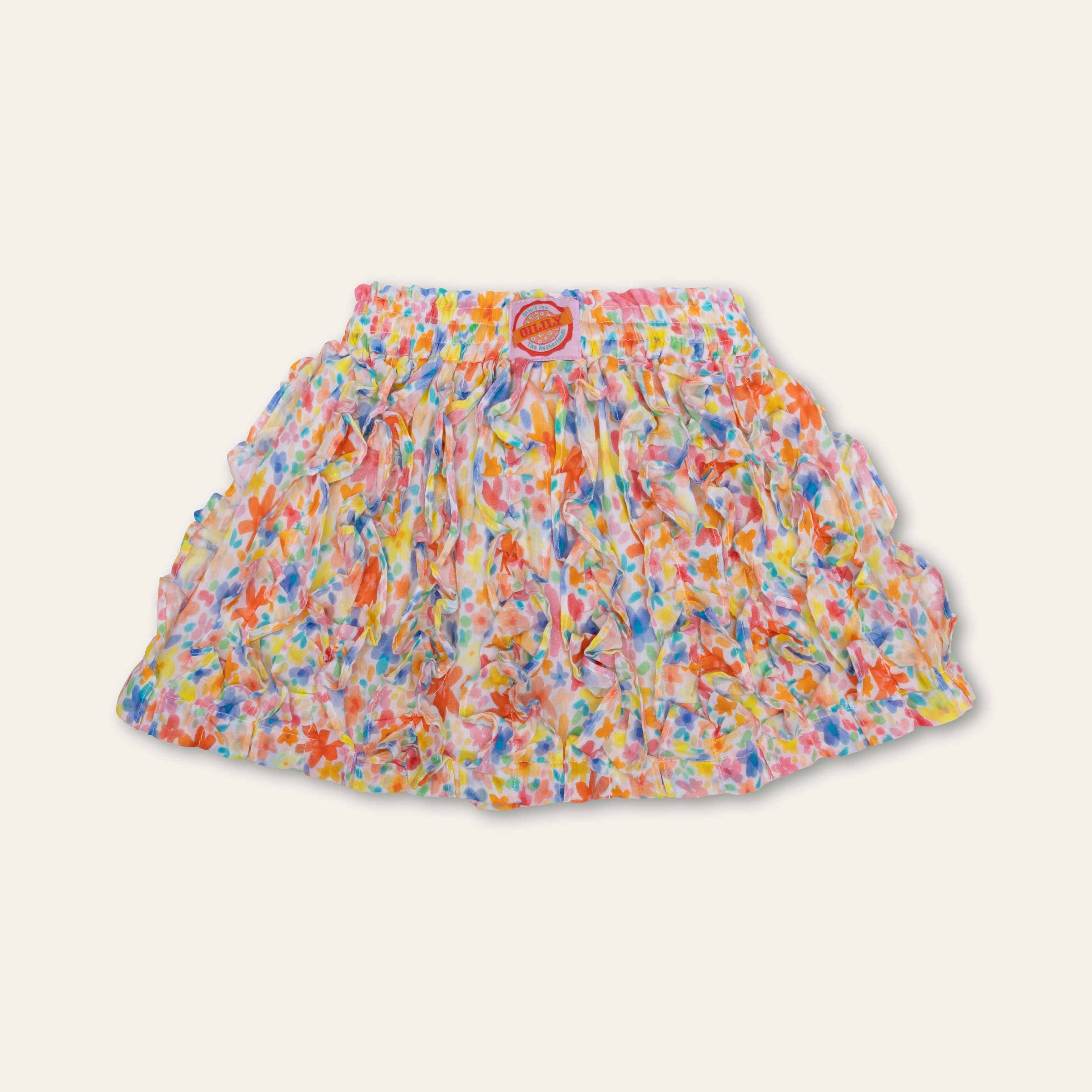 Girls Green Floral Skirt - Image 4