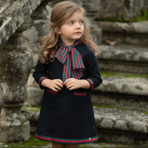 piccola speranza girls navy bow collar dress