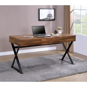 Quincy Industrial-style Desk (Dark Oak/Matte Black)