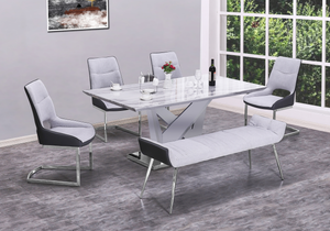 Luis White Marble Dining Table – Fully Furnished